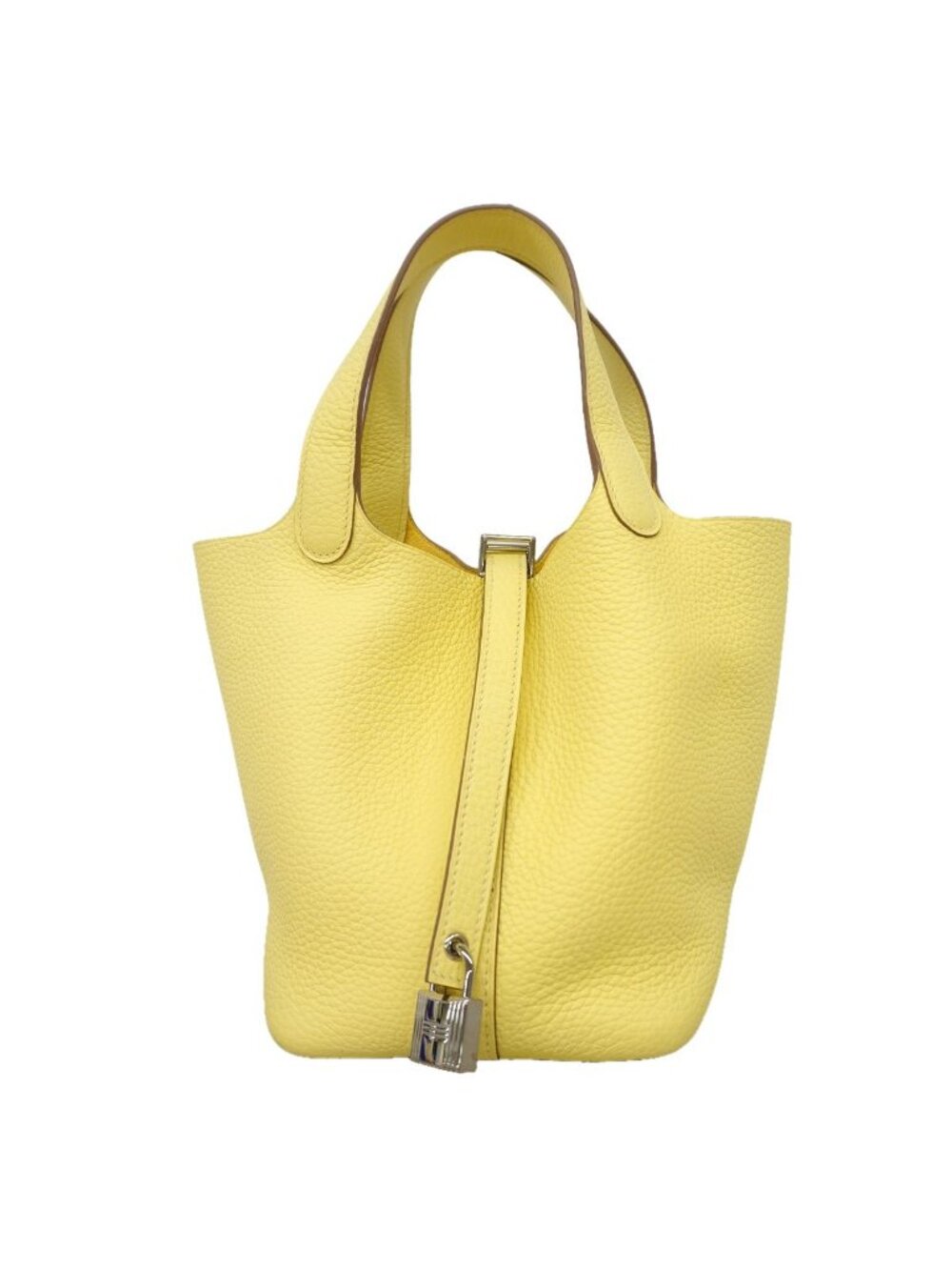 Hermes Handbag Picotin Lock PM Taurillon Clemence Jaune Milton Silver